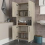 Hanah Home Mueble de Baño Travertino Melamina 59.5x140.3x29.5 cm Armario con Estantes Amplio Almacenamiento
